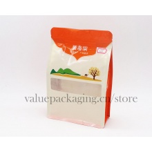 Flat bottom box pouch for 250g walnuts with back clear window