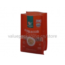 matte red finish quad seal pouch for 280g noodles